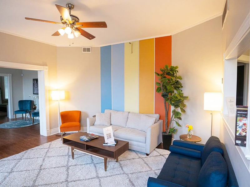 Estate living room with couches and television